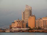 Beirut Corniche 20 Cafe L'Orient, Four Seasons Hotel, Marina Tower, Le Vendome Hotel, Bayview Hotel Just before Sunset 